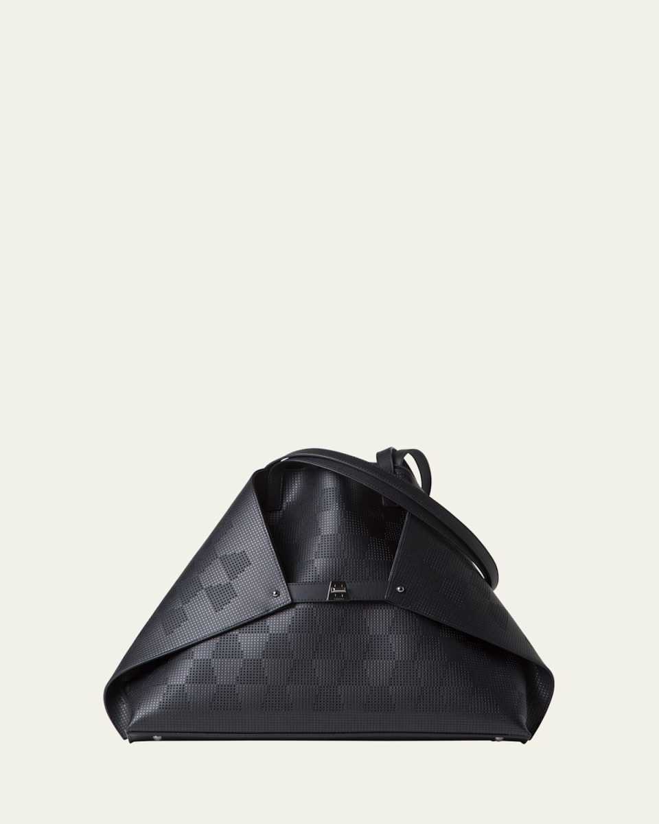 Ai Medium Lasercut Grid Leather Tote Bag